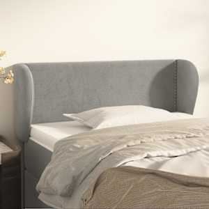 Čelo postele typu ušák světle šedé 103x23x78/88 cm samet - obrázek 1