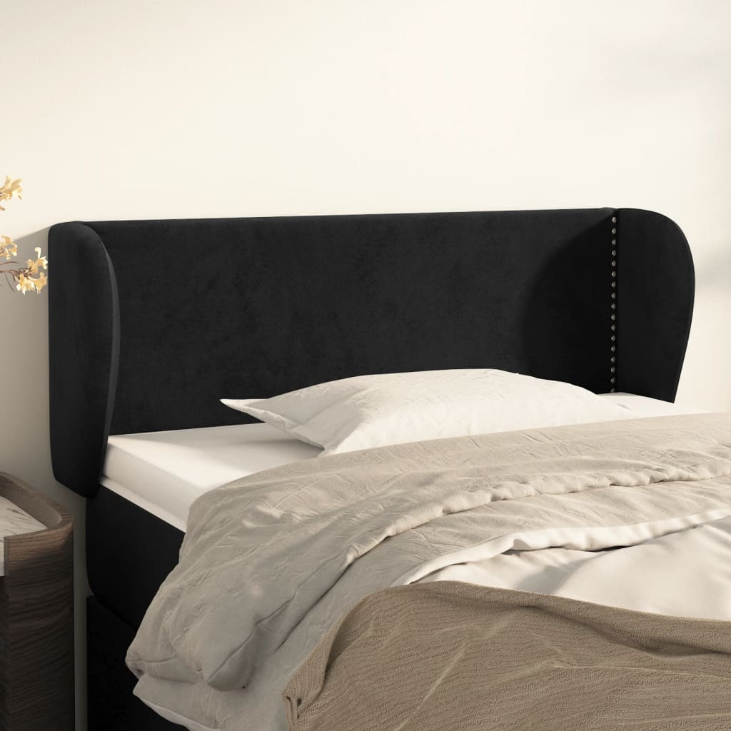 vidaXL Tăblie de pat cu aripioare negru 103x23x78/88 cm catifea