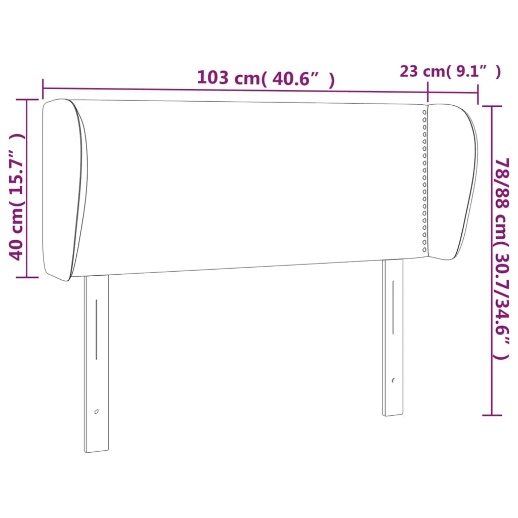 Tăblie de pat cu aripioare roz 103x23x78/88 cm catifea