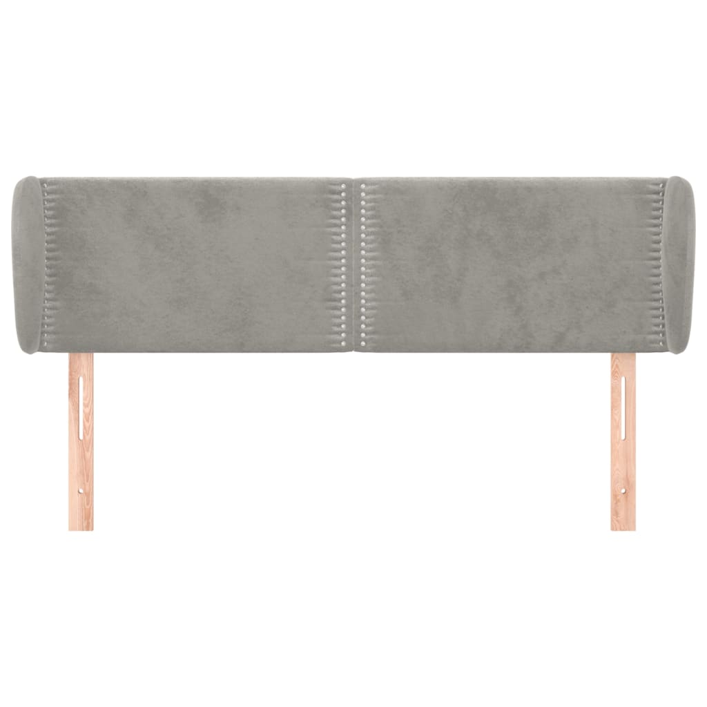 vidaXL Hoofdbord met randen 147x23x78/88 cm fluweel lichtgrijs afbeelding
