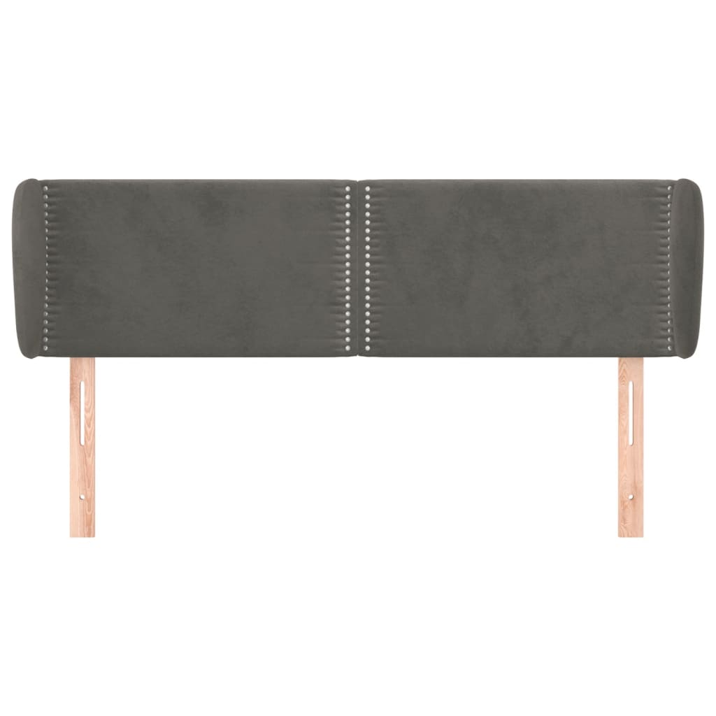 vidaXL Hoofdbord met randen 147x23x78/88 cm fluweel donkergrijs afbeelding