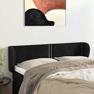Čelo postele typu ušák černé 147x23x78/88 cm samet - obrázek 1