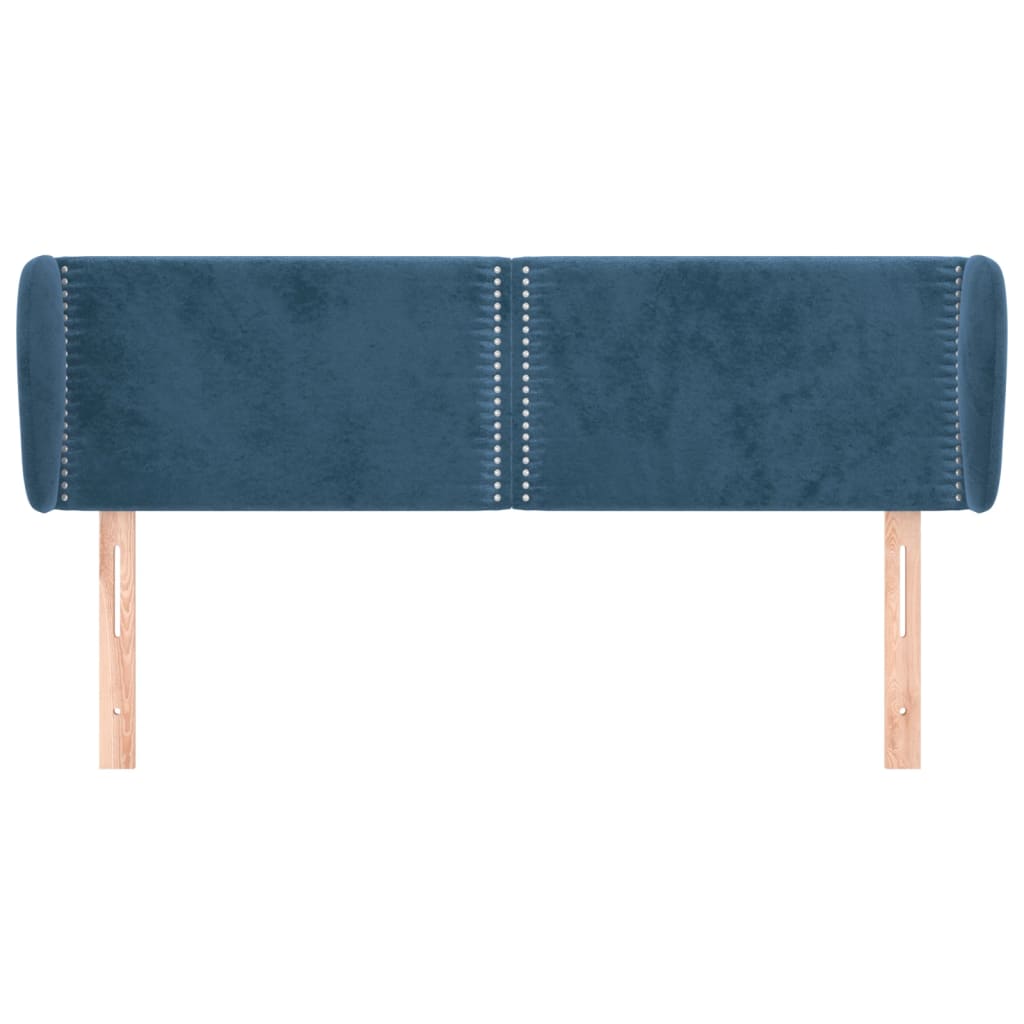 vidaXL Hoofdbord met randen 147x23x78/88 cm fluweel donkerblauw afbeelding