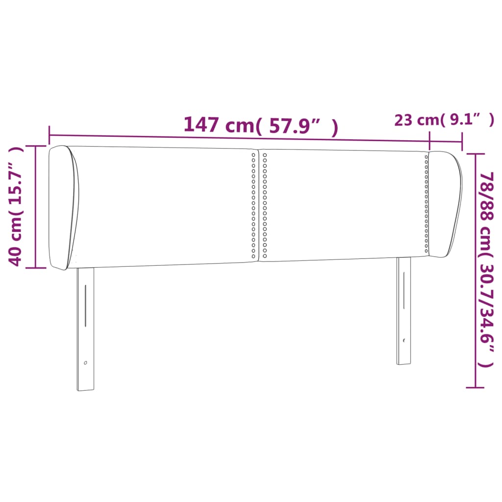 Tăblie pat cu aripioare albastru închis 147x23x78/88 cm catifea