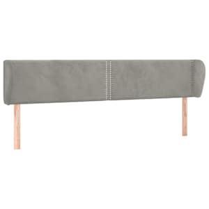 Čelo postele typu ušák světle šedé 163x23x78/88 cm samet - obrázek 2