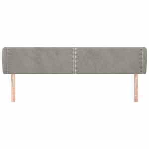 vidaXL Hoofdbord met randen 163x23x78/88 cm fluweel lichtgrijs