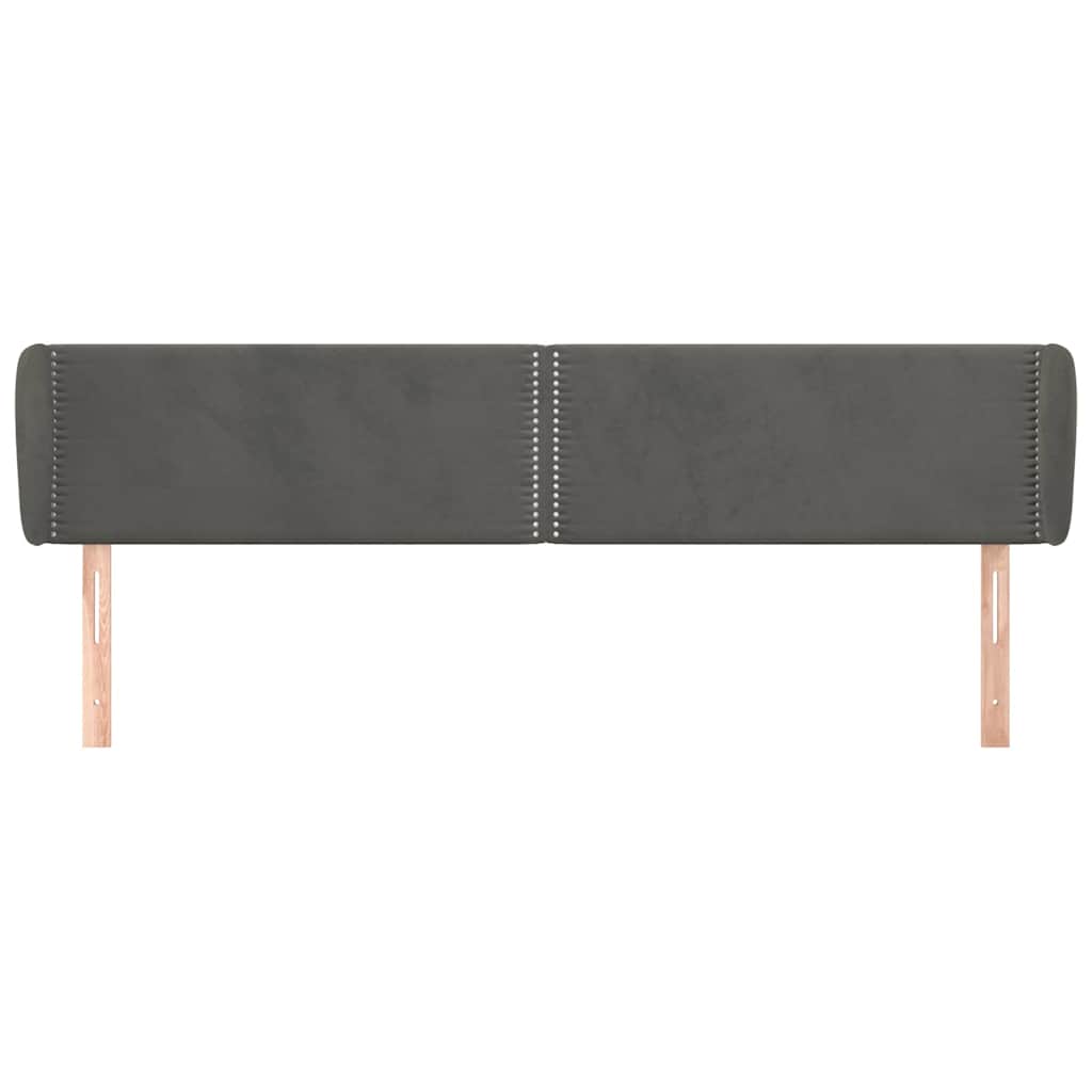 vidaXL Hoofdbord met randen 163x23x78/88 cm fluweel donkergrijs grijs, foto 2