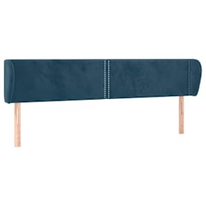 Čelo postele typu ušák tmavě modré 163x23x78/88 cm samet - obrázek 2