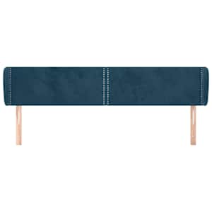 Čelo postele typu ušák tmavě modré 163x23x78/88 cm samet - obrázek 3