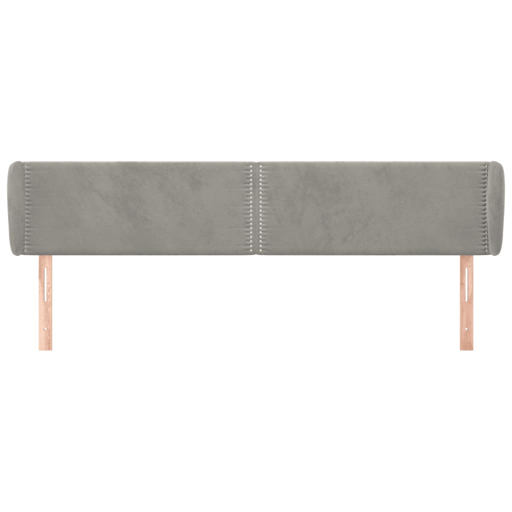 vidaXL Hoofdbord met randen 183x23x78/88 cm fluweel lichtgrijs afbeelding
