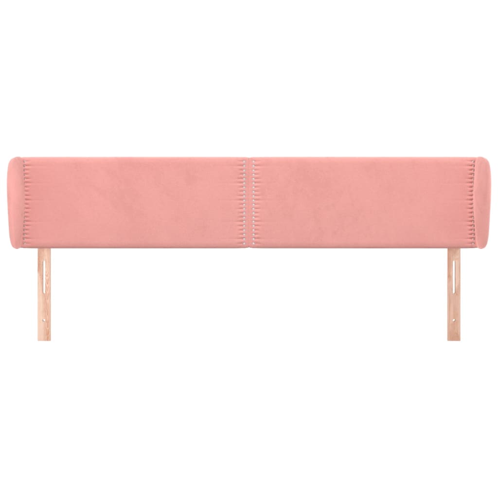vidaXL Hoofdbord met randen 183x23x78/88 cm fluweel roze afbeelding