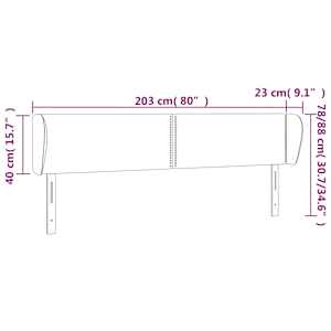 Čelo postele typu ušák tmavě šedé 203x23x78/88 cm samet - obrázek 9