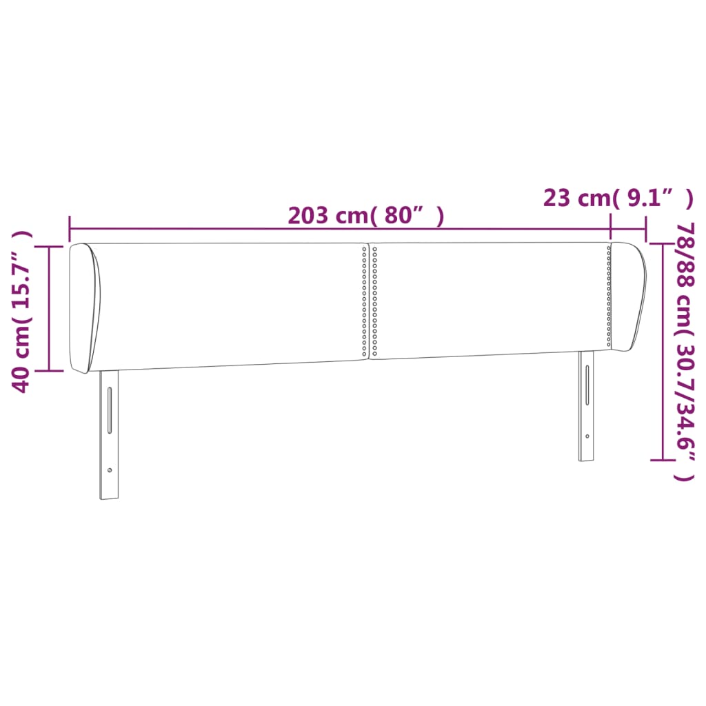 Tăblie de pat cu aripioare roz 203x23x78/88 cm catifea