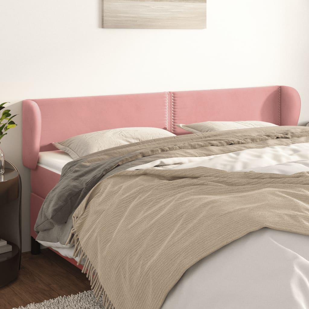 Tăblie de pat cu aripioare roz 203x23x78/88 cm catifea
