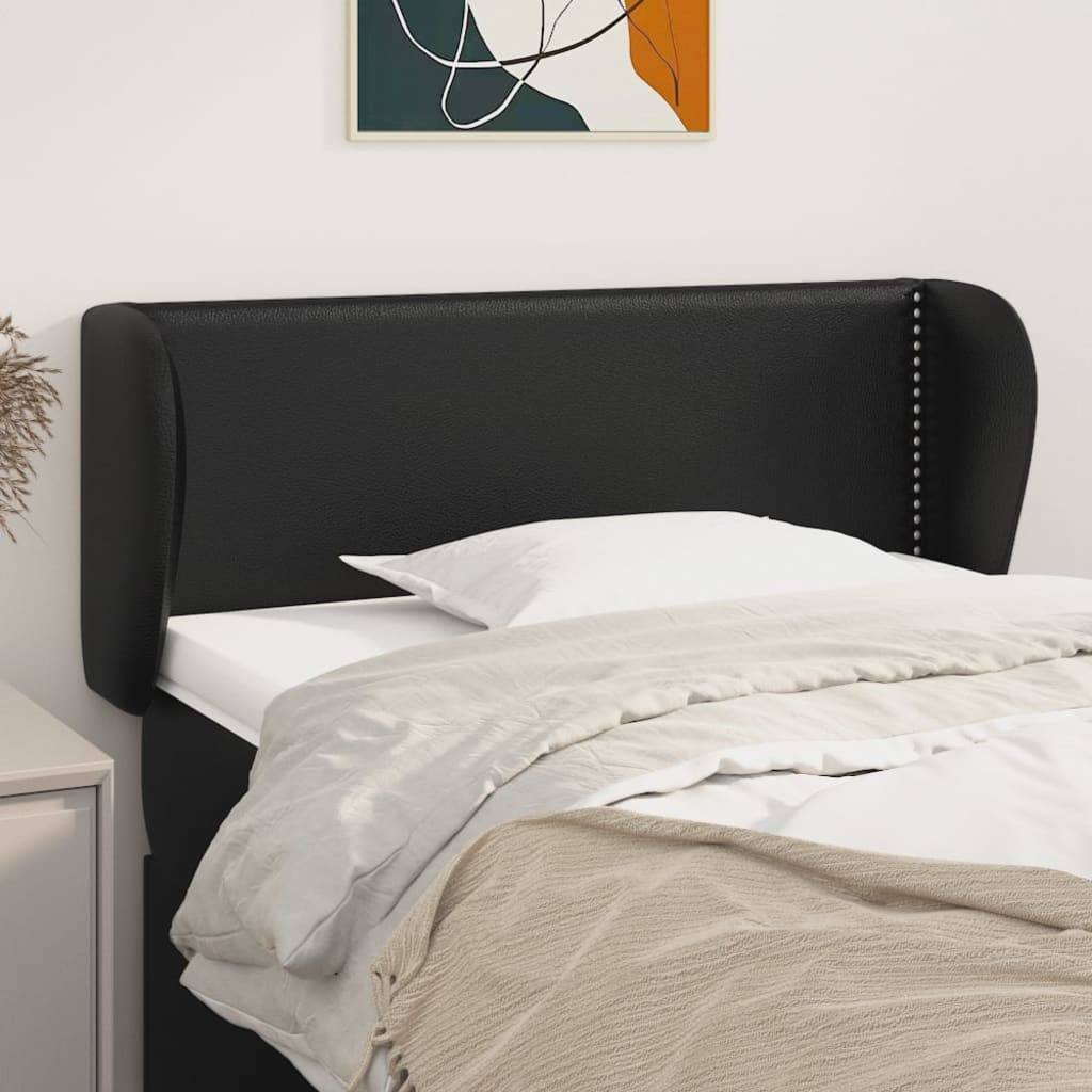 vidaXL Tăblie de pat cu aripioare negru 103x23x78/88cm piele ecologică