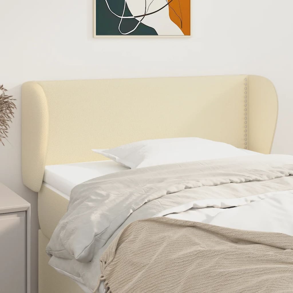 vidaXL Tăblie de pat cu aripioare crem 103x23x78/88 cm piele ecologică
