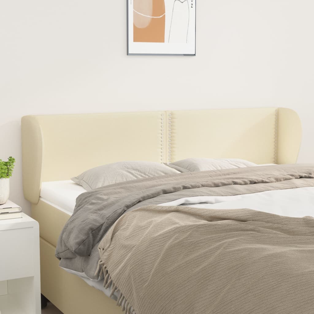 vidaXL Tăblie de pat cu aripioare crem 147x23x78/88 cm piele ecologică