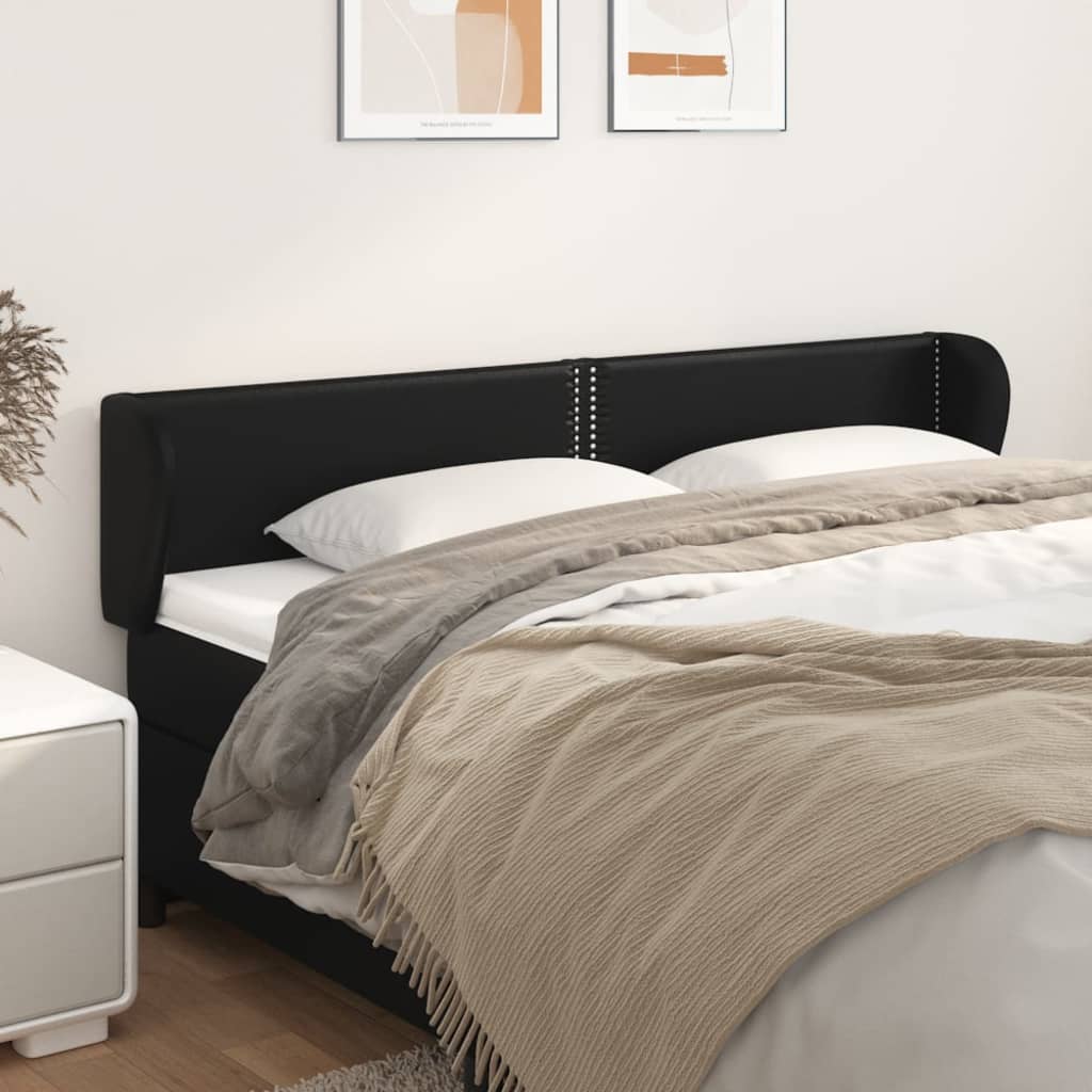 vidaXL Tăblie de pat cu aripioare negru 203x23x78/88cm piele ecologică vidaXL imagine 2022