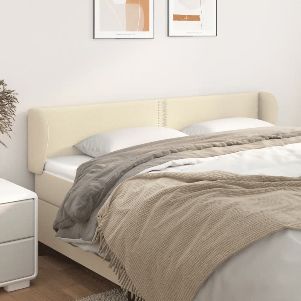 vidaXL Tăblie de pat cu aripioare crem 203x23x78/88 cm piele ecologică
