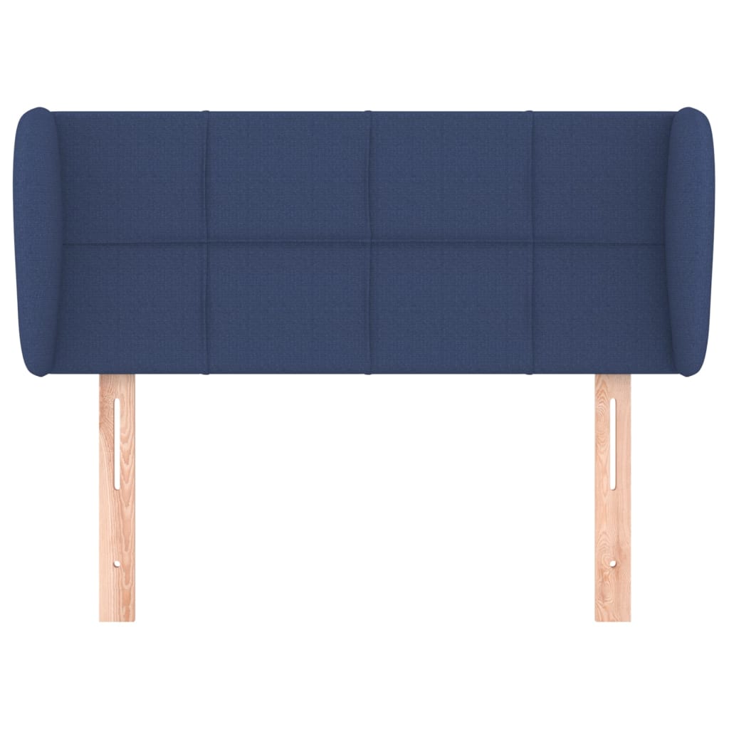 vidaXL Cabeceira de cama c/ abas tecido 93x23x78/88 cm azul