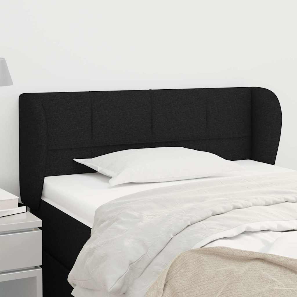 Sengegavl Med Kanter Stof - Sort / 103 X 23 x 78/88 cm