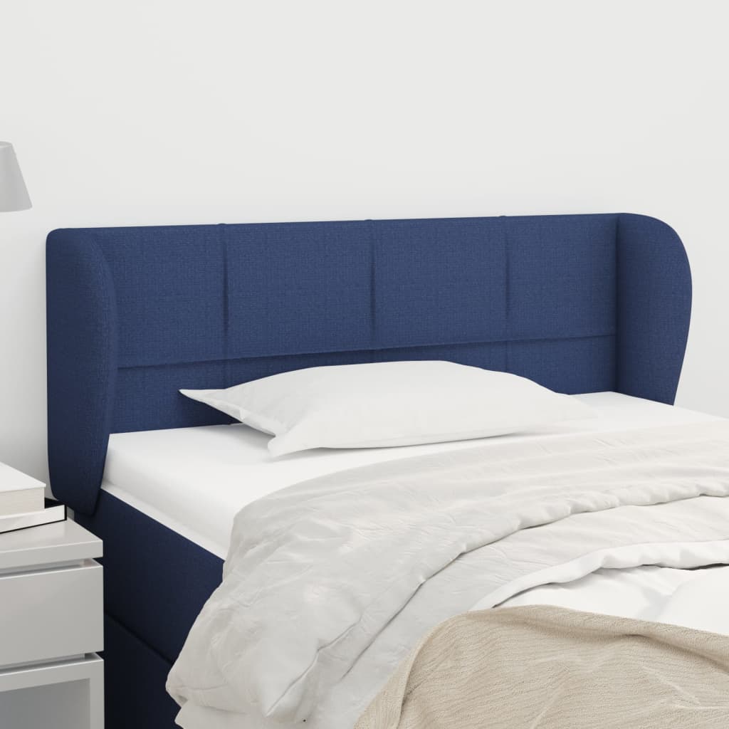 vidaXL Tăblie de pat cu aripioare, albastru, 103x23x78/88 cm textil