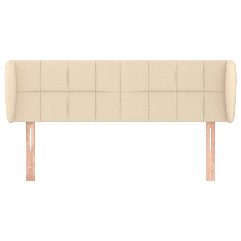 vidaXL Hoofdbord met randen 147x23x78/88 cm stof crèmekleurig afbeelding