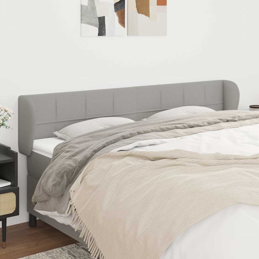 Sengegavl med kanter - 203 × 23 × 78/88 cm, stof, lysegrå