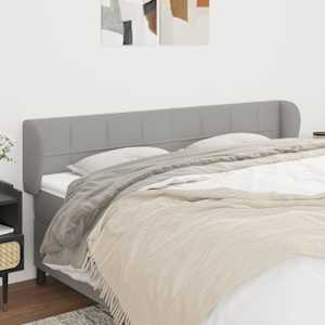 Vzglavje z ušesi svetlo sivo 203x23x78/88 cm blago