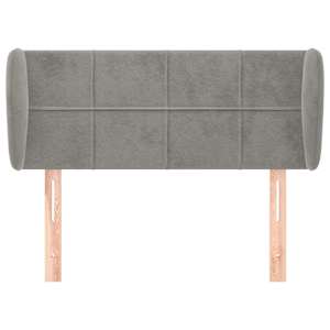 Čelo postele typu ušák světle šedé 83x23x78/88 cm samet - obrázek 3