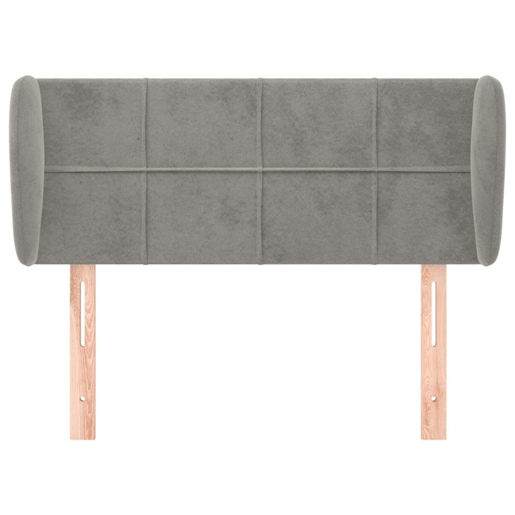 vidaXL Hoofdbord met randen 93x23x78/88 cm fluweel lichtgrijs afbeelding
