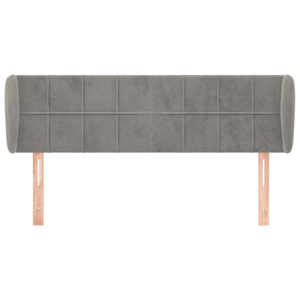 vidaXL Hoofdbord met randen 147x23x78/88 cm fluweel lichtgrijs afbeelding
