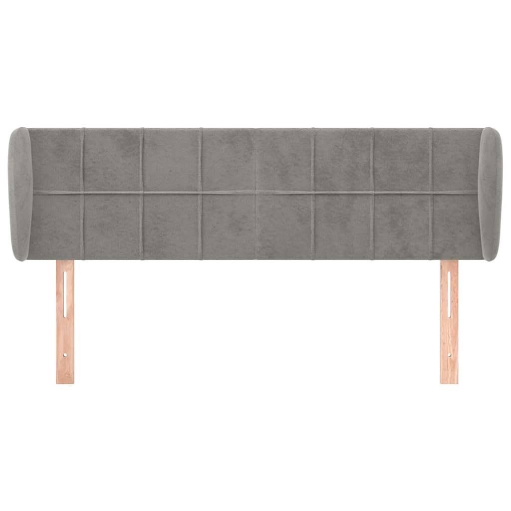 vidaXL Hoofdbord met randen 147x23x78/88 cm fluweel lichtgrijs grijs, foto 2