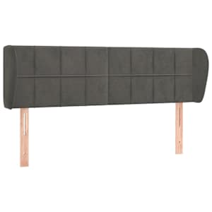 Čelo postele typu ušák tmavě šedé 147x23x78/88 cm samet - obrázek 2