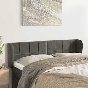 Čelo postele typu ušák tmavě šedé 147x23x78/88 cm samet - obrázek 1