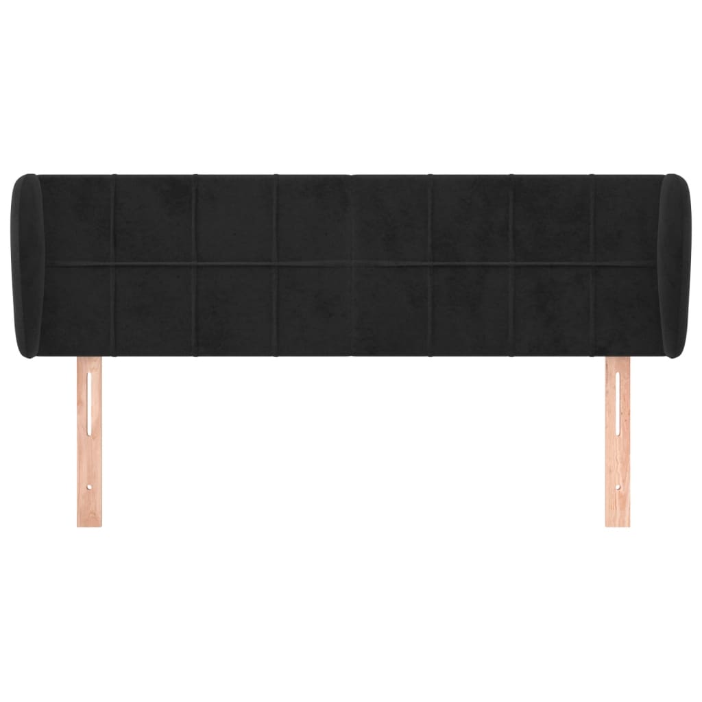 vidaXL Hoofdbord met randen 147x23x78/88 cm fluweel zwart afbeelding