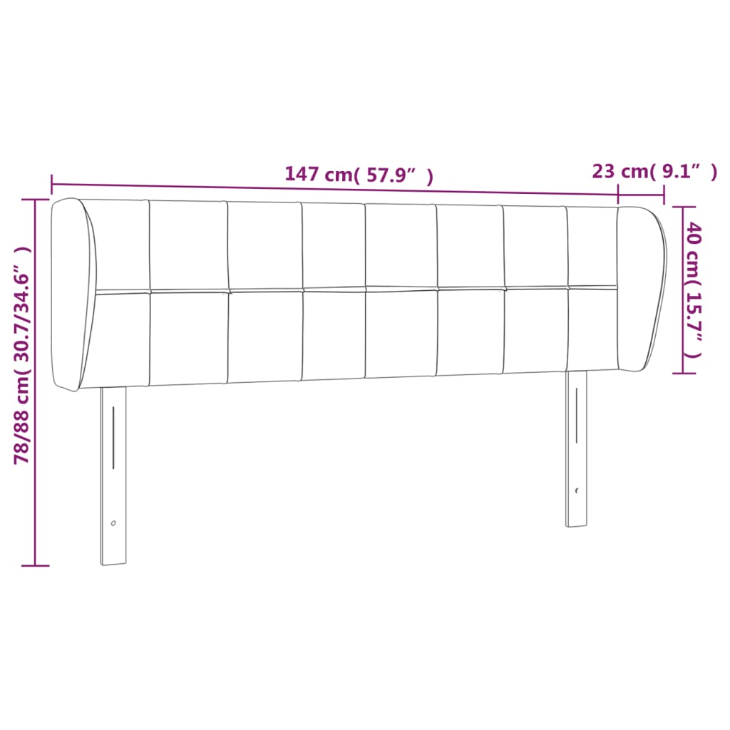 Čelo postele typu ušák tmavě modré 147x23x78/88 cm samet