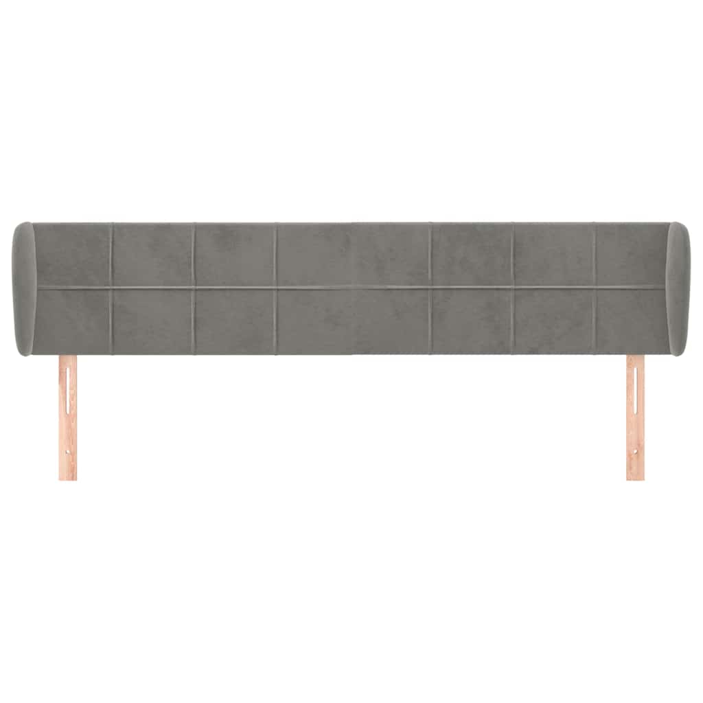 vidaXL Hoofdbord met randen 163x23x78/88 cm fluweel lichtgrijs grijs, foto 2