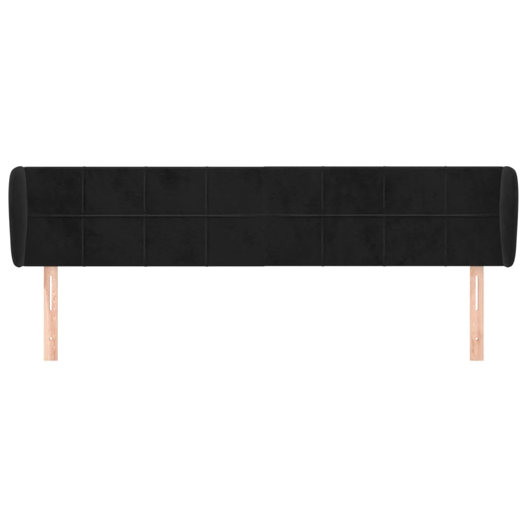 vidaXL Hoofdbord met randen 163x23x78/88 cm fluweel zwart afbeelding