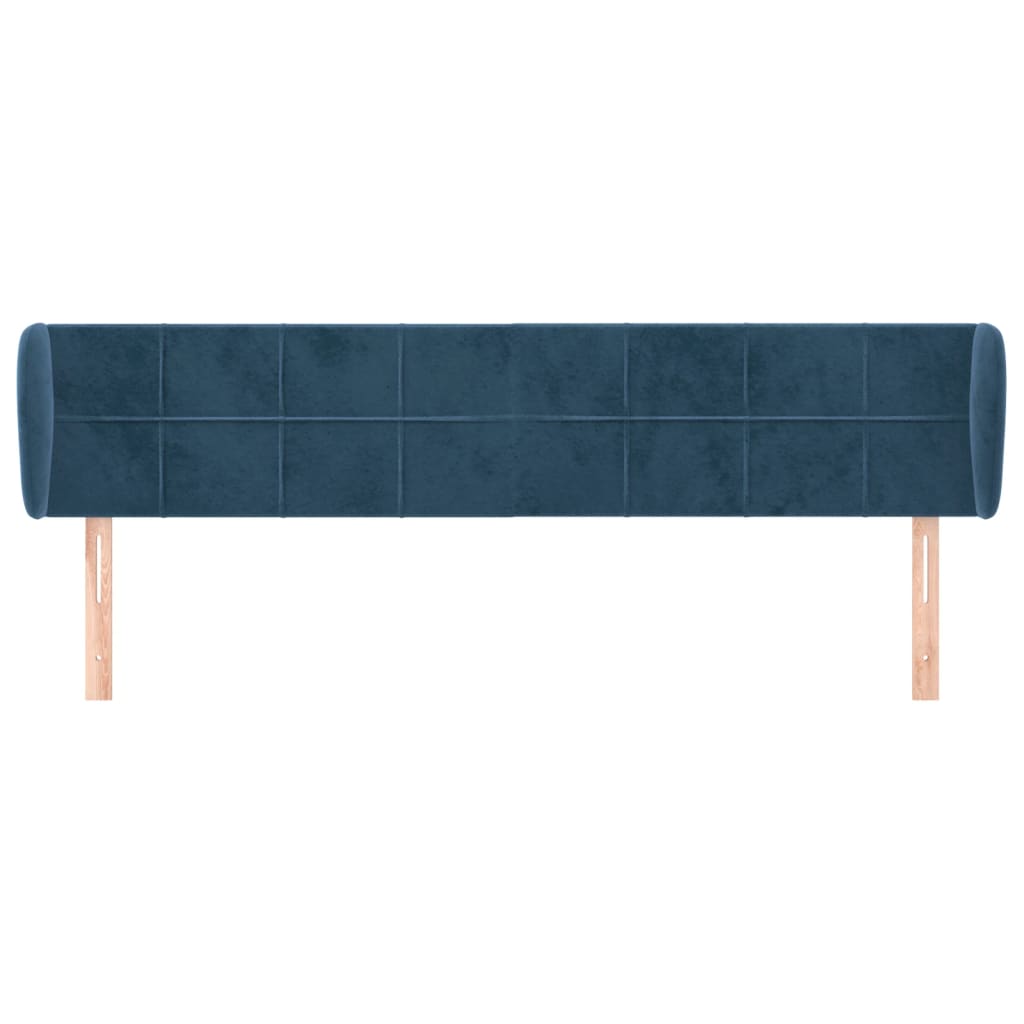 vidaXL Hoofdbord met randen 163x23x78/88 cm fluweel donkerblauw afbeelding