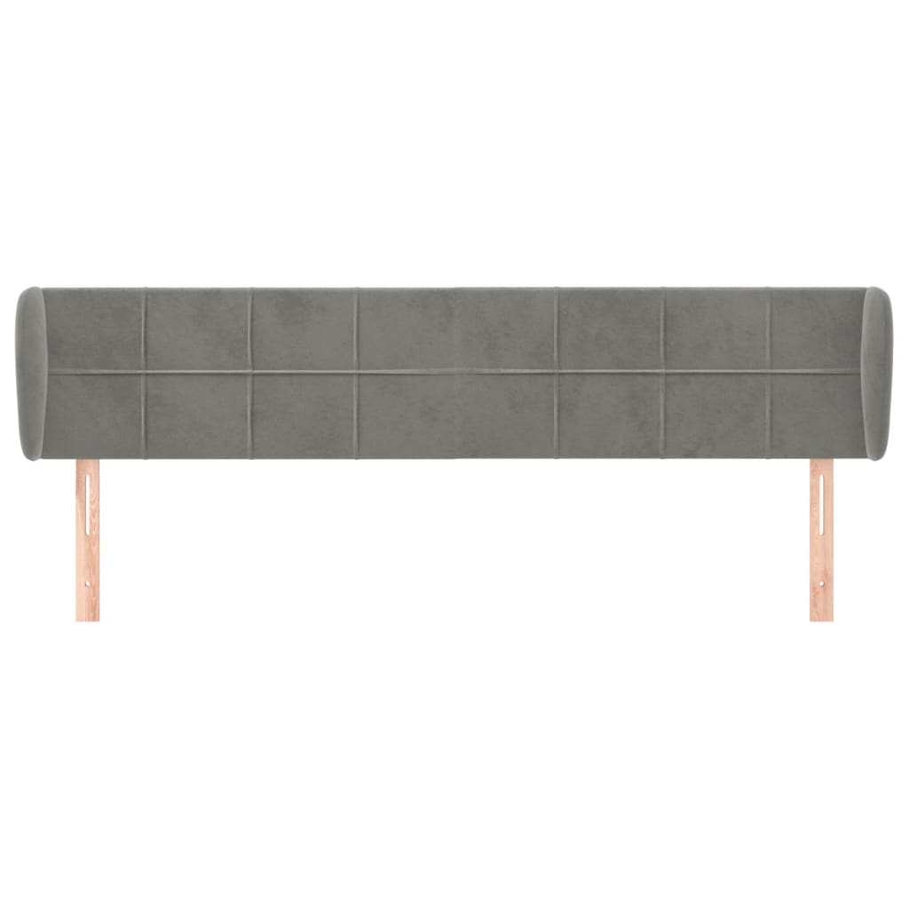 vidaXL Hoofdbord met randen 183x23x78/88 cm fluweel lichtgrijs afbeelding