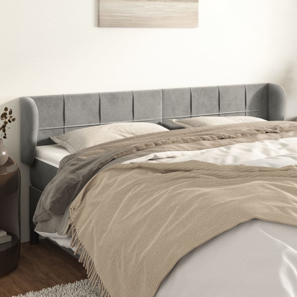 vidaXL Tăblie de pat cu aripioare gri deschis 183x23x78/88 cm catifea