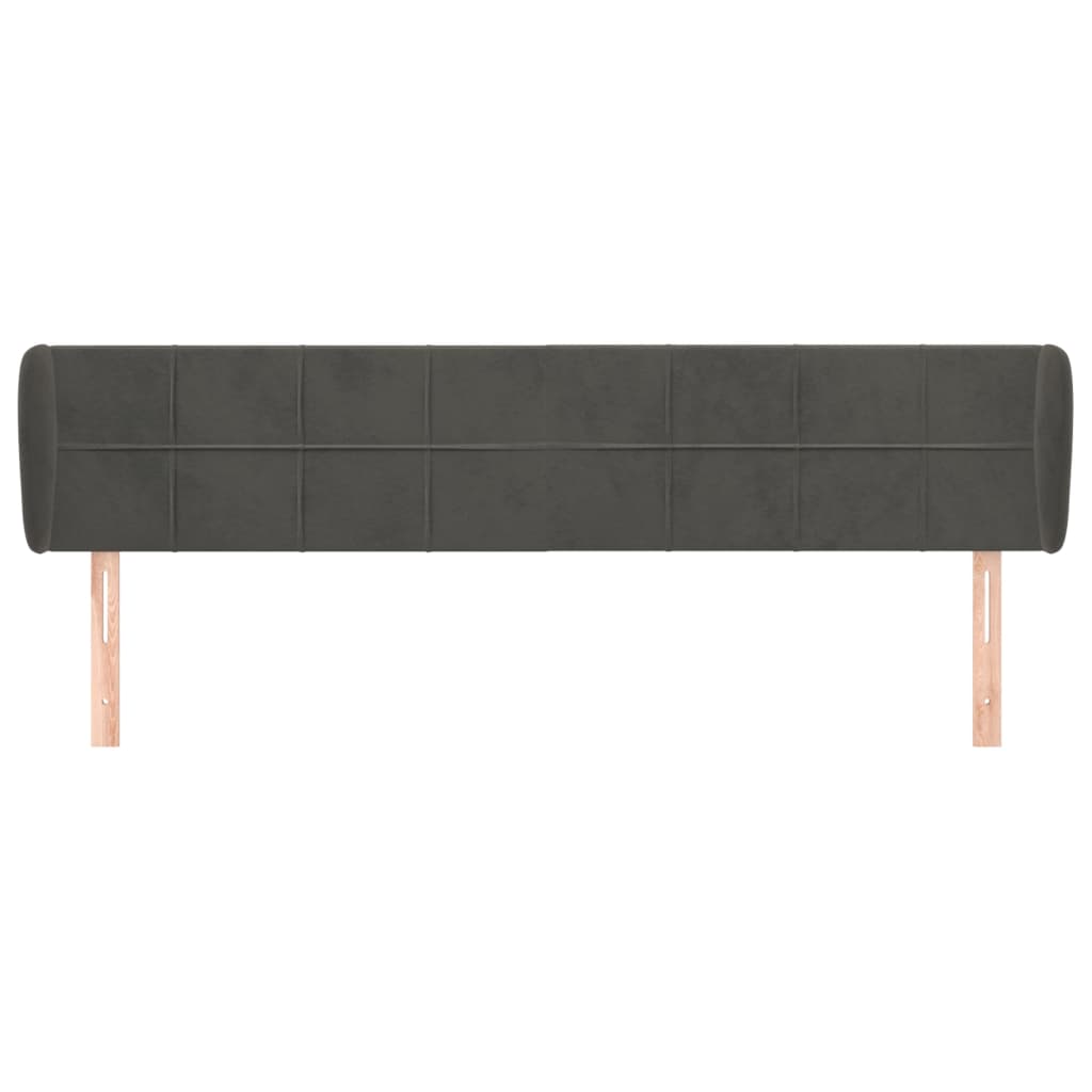 vidaXL Hoofdbord met randen 183x23x78/88 cm fluweel donkergrijs afbeelding