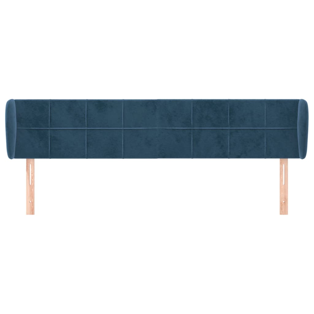 vidaXL Hoofdbord met randen 183x23x78/88 cm fluweel donkerblauw