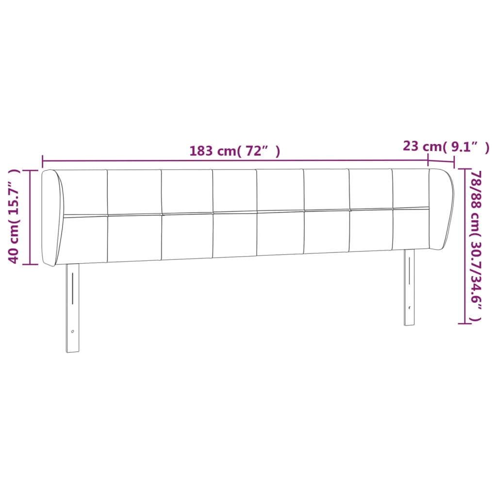 Tăblie de pat cu aripioare roz 183x23x78/88 cm catifea