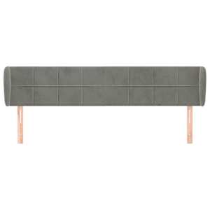 Čelo postele typu ušák světle šedé 203x23x78/88 cm samet - obrázek 3