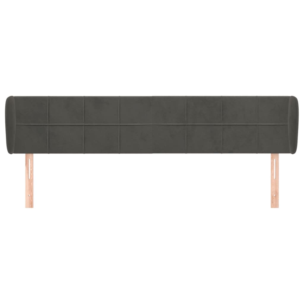 vidaXL Hoofdbord met randen 203x23x78/88 cm fluweel donkergrijs afbeelding