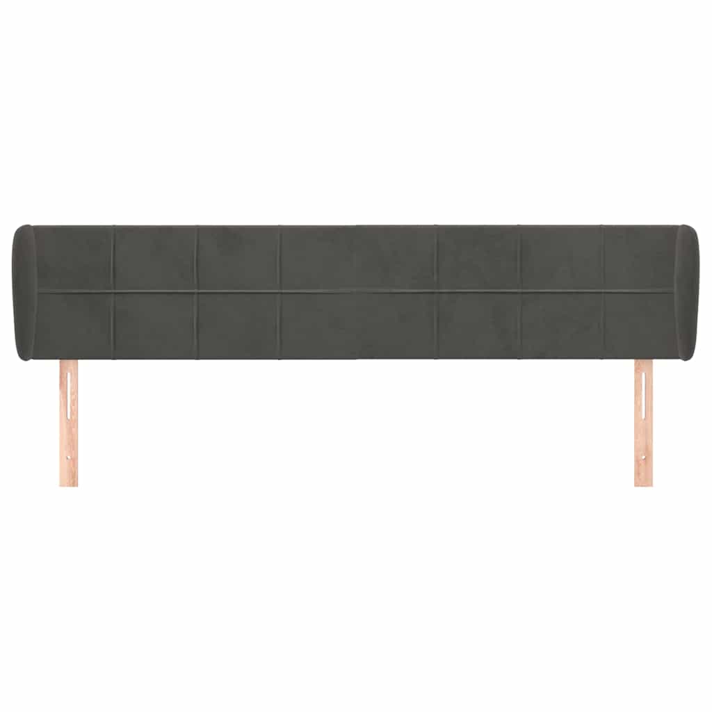 vidaXL Hoofdbord met randen 203x23x78/88 cm fluweel donkergrijs grijs, foto 2