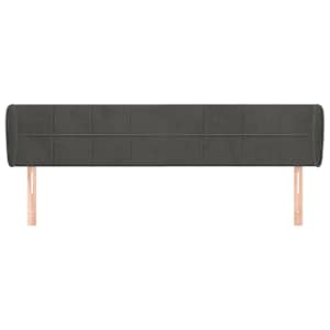 Čelo postele typu ušák tmavě šedé 203x23x78/88 cm samet - obrázek 3