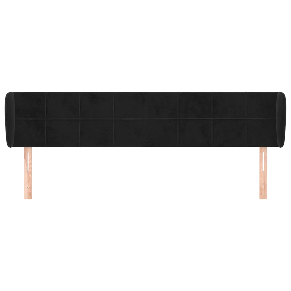 vidaXL Hoofdbord met randen 203x23x78/88 cm fluweel zwart afbeelding